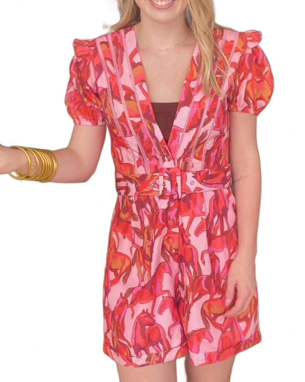NEW BEULAH wild horses romper in pink